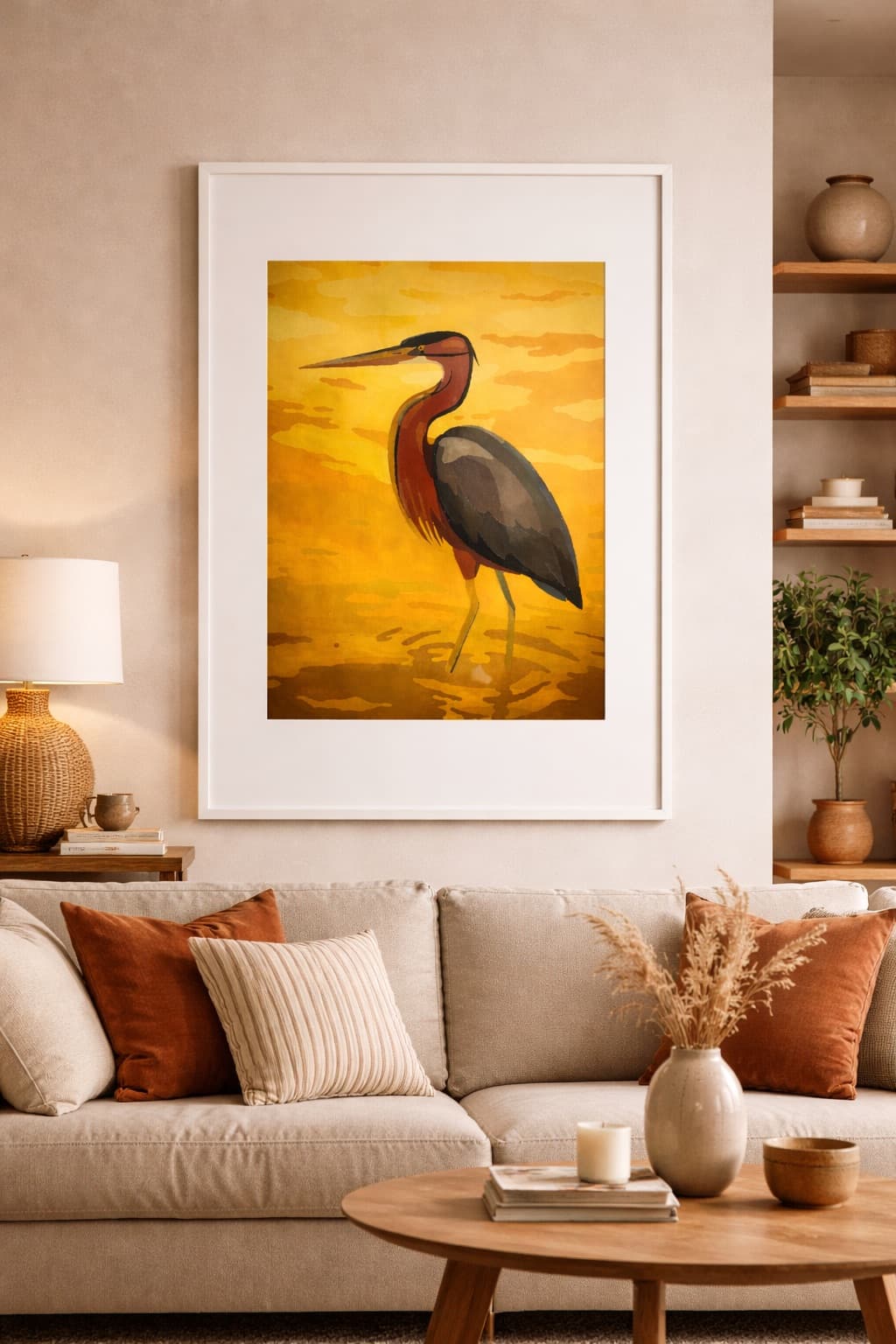 Acrylgemälde eines Purpurkranichs von GHWB Studio – Kunst im Schaufenster Holzkirchen